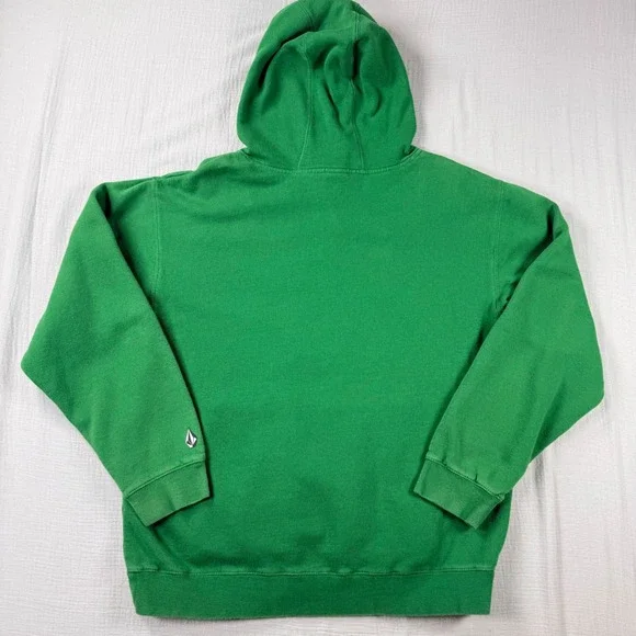 Vtg Y2K Volcom Mens Hoodie Sweatshirt Size Large L/G Green Graphic Pullover 00s
